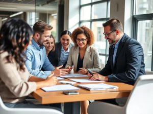 B2B-Consulting 9 Grup divers de oameni de afaceri în discuție.