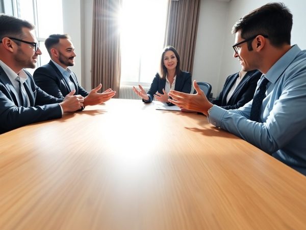 Oameni de afaceri discutând strategii de creștere a afacerii